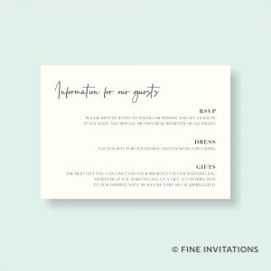 modern stylish wedding information card