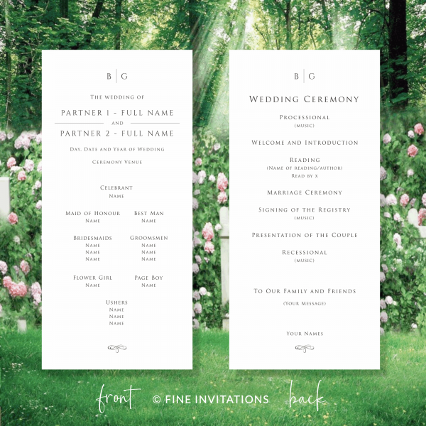 minimalist wedding programs online