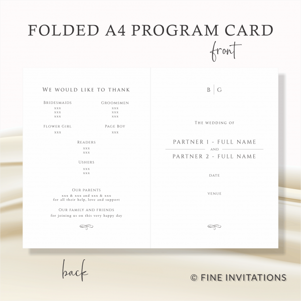 elegant wedding programs Australia