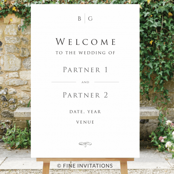 minimalist wedding welcome sign