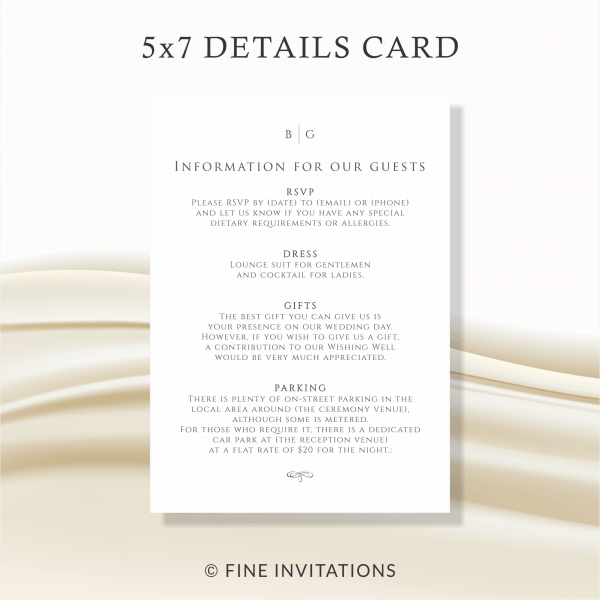 elegant wedding info cards