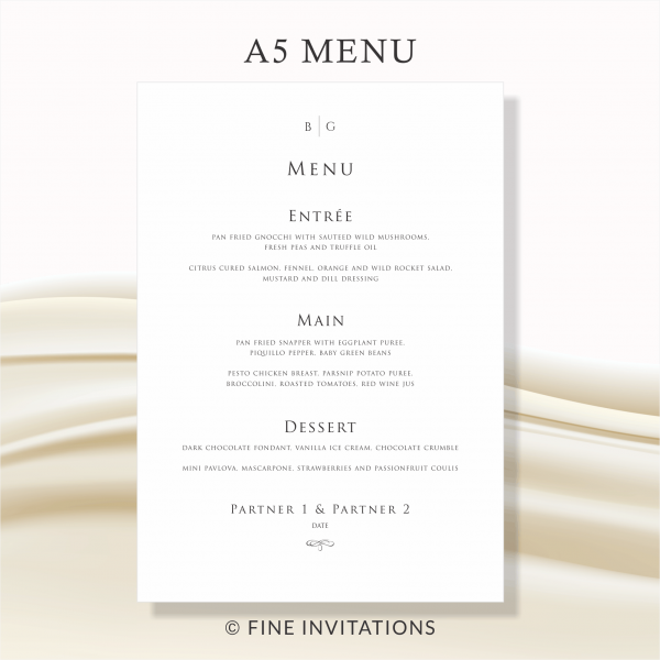 elegant wedding menu cards online