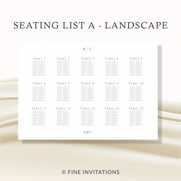 simple wedding seating list Australia