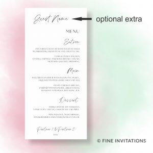 wedding menu cards Sydney