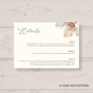 dried leaves wedding details card