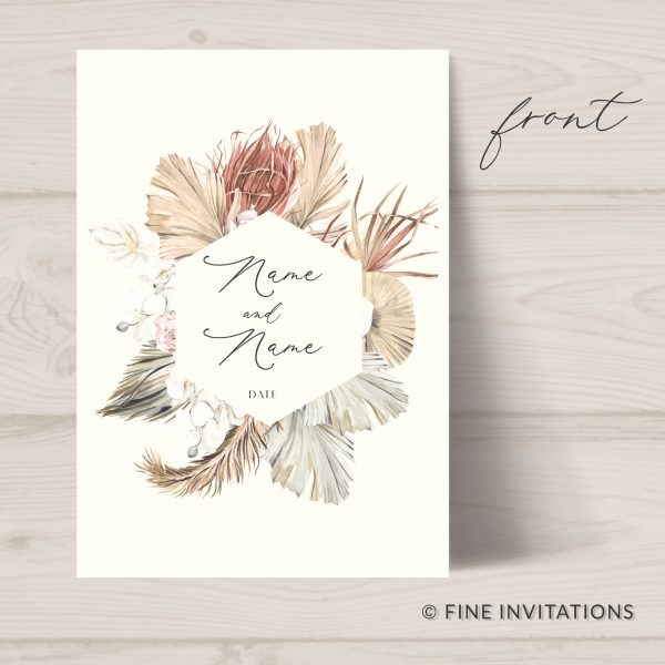 wedding invitation with dried foliage design