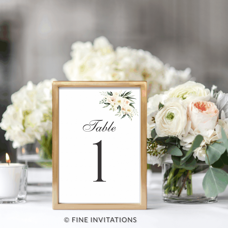 blush floral wedding table numbers Australia