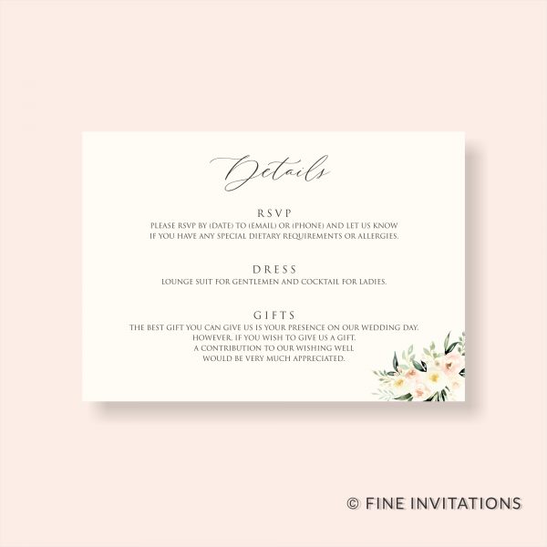 blush watercolour floral details card