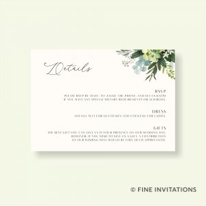 pretty foliage wedding details card