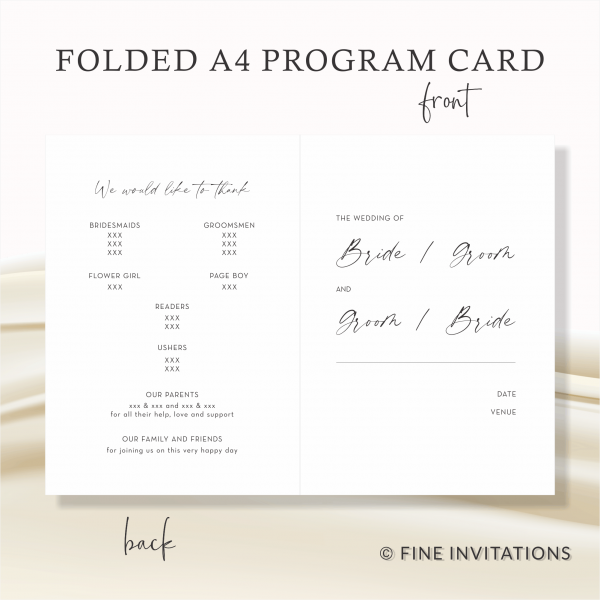 modern minimalist wedding programs