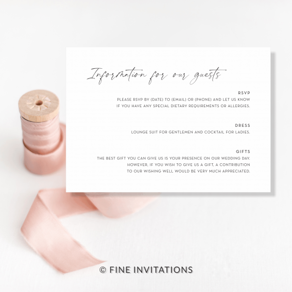 modern minimalist wedding details cards online