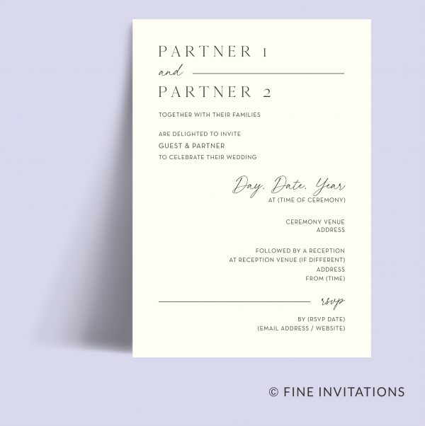Modern minimalist wedding invitation