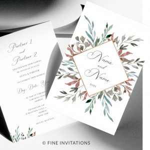 foliage frame wedding invitation