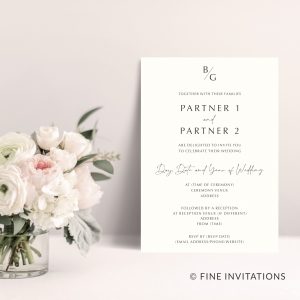 Modern monogram wedding invitation
