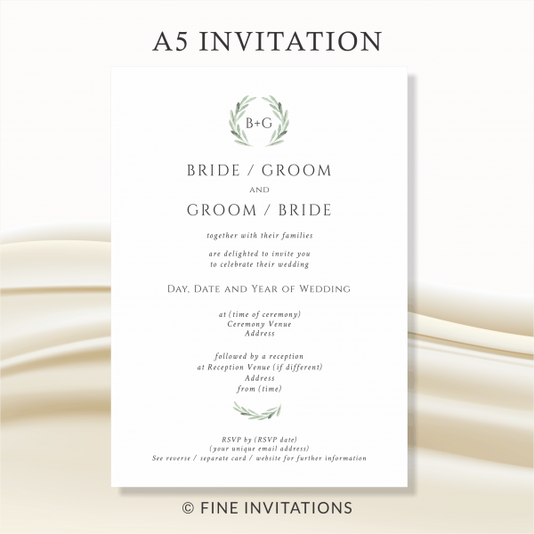 classic olive leaves wedding invitations