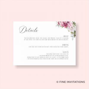 wedding details card peonies design
