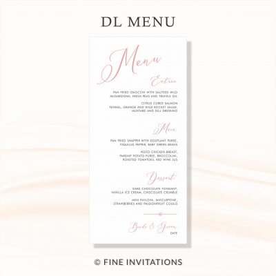 modern calligraphy wedding menus Australia