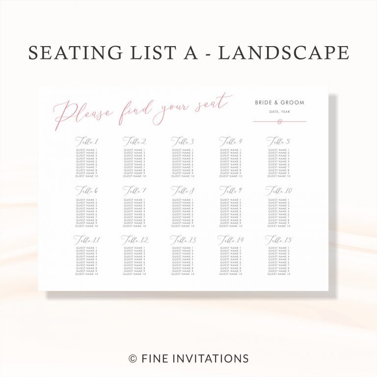 modern calligraphy minimalist wedding seating list