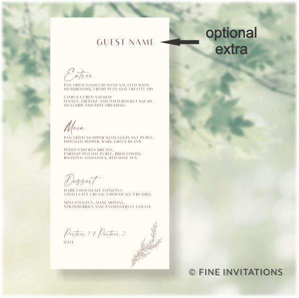 wedding menu card