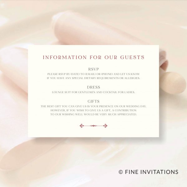 elegant formal wedding details card