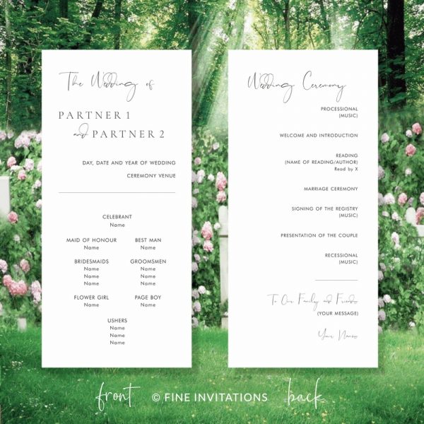 simple modern wedding program cards