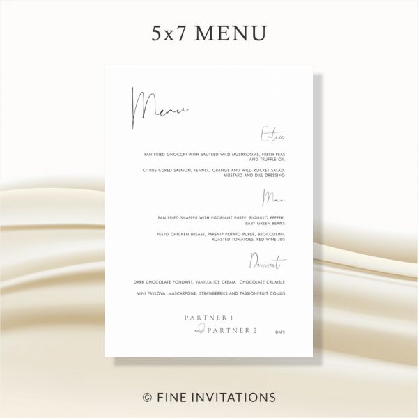 modern wedding menu cards