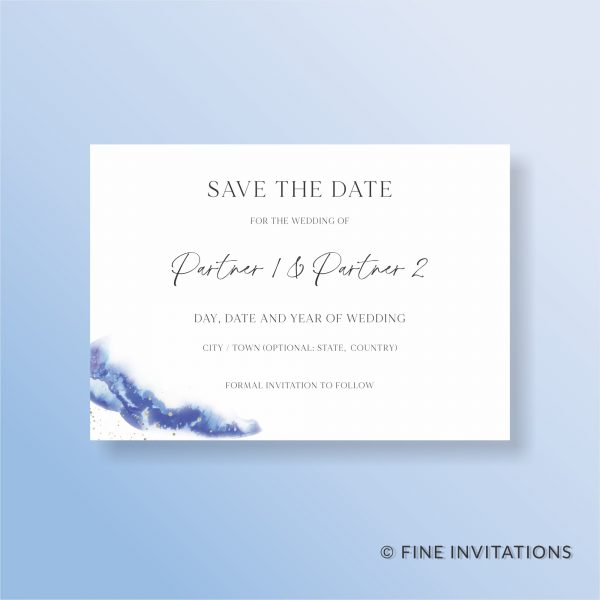 modern blue watercolour save the date