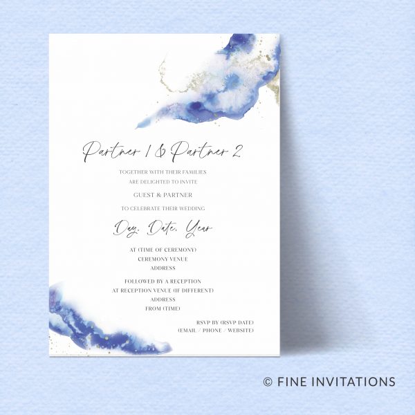 blue watercolour wedding invitation