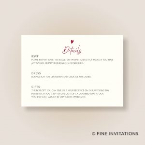 casual modern script wedding details card