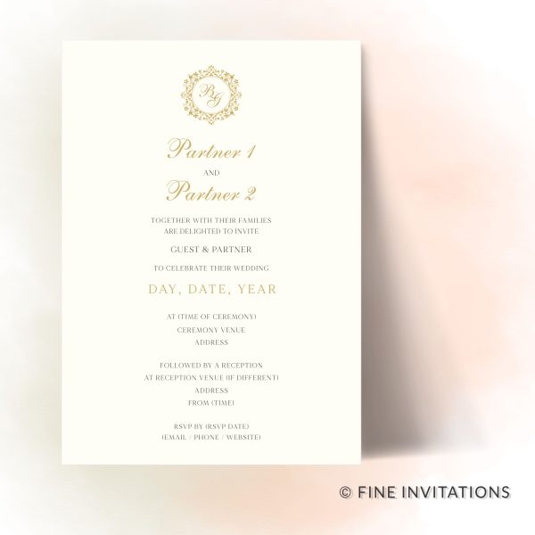 Stylish wedding invitation with wreath design